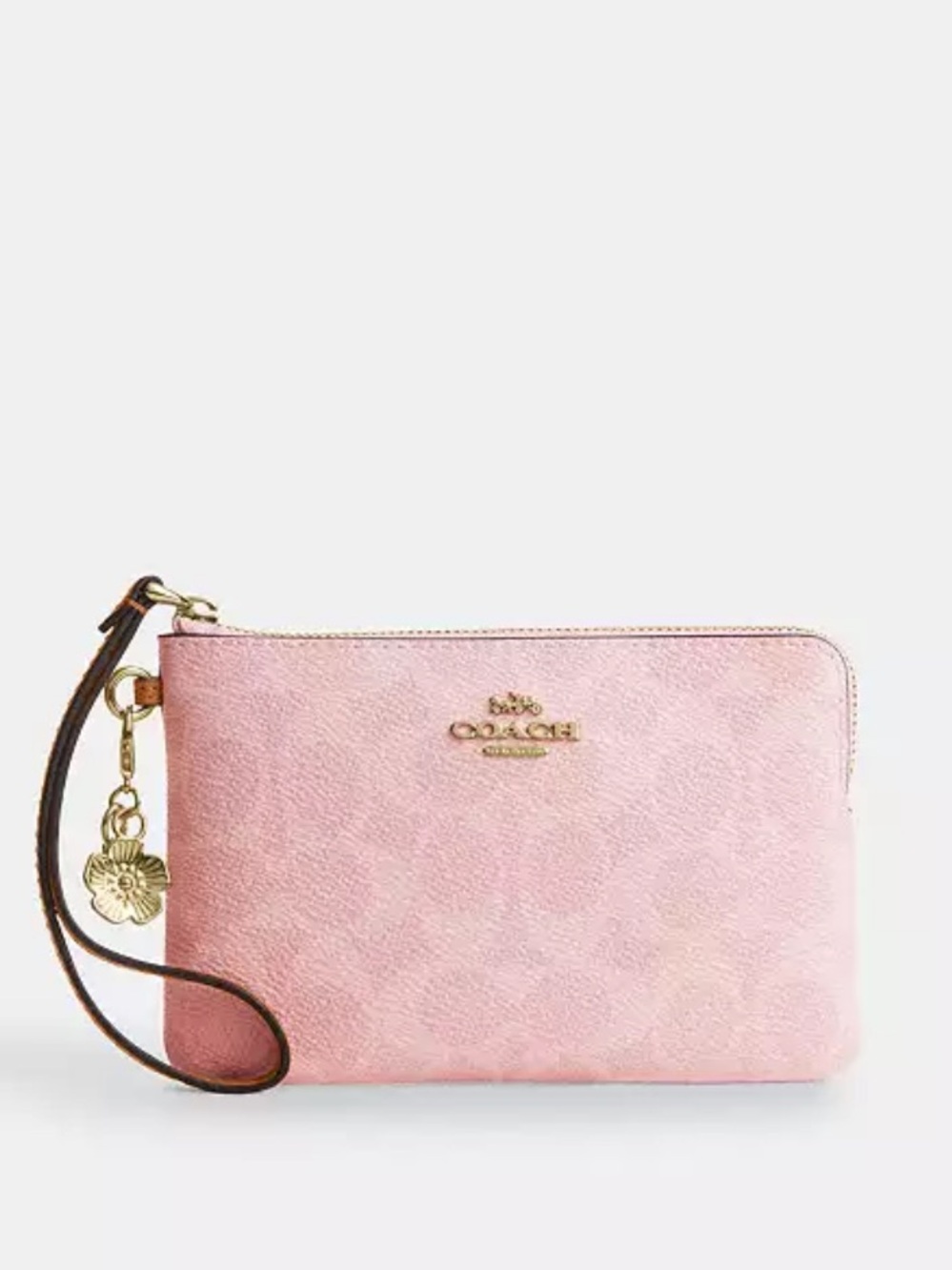 NEW- Coach Powder Pink Corner zip Wristlet